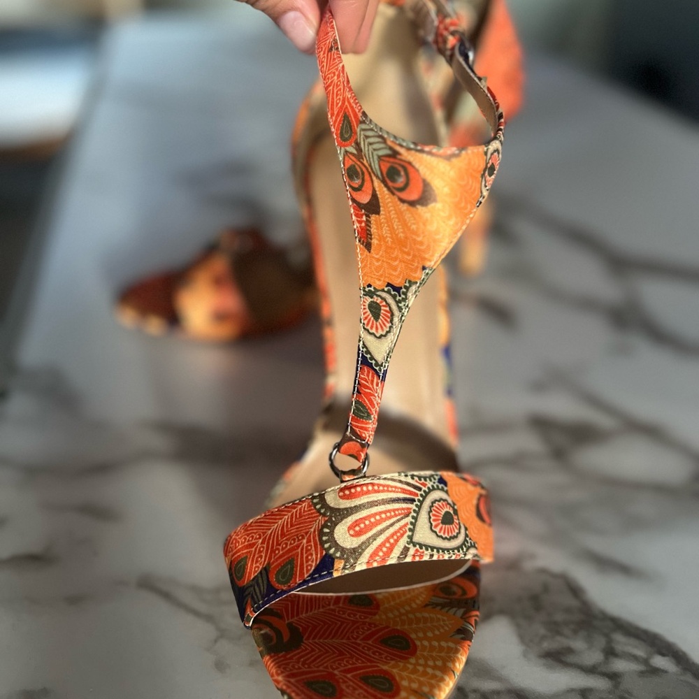 Women’s Jolimall floral‎ stiletto high heels multicolor heeled sandals open toe